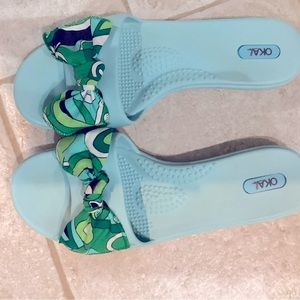 Aqua sandals.